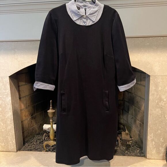 Talbots Navy and White Striped Blouse - Picture 2 of 6